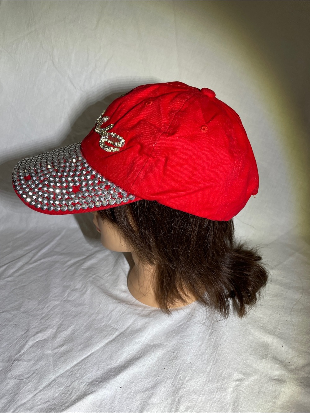 Red Rhinestone-Embellished Baseball Cap “Love” - Picture 2 of 13